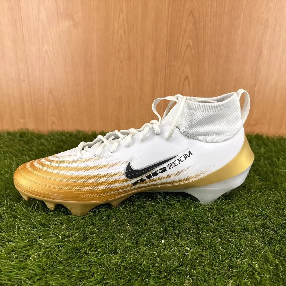 Nike Zoom Air Vapor Pro 1 White Metallic Gold Football Cleats FB3298-103 Sz 13